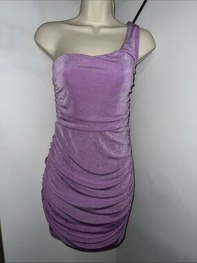 Lulus Lavender One Shoulder Ruched Bodycon Mini Dress Medium